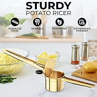 Vista 3 de Zulay Kitchen Ricer de papas grande de 15 onzas, triturador de papas de acero inoxidable resistente para puré de papas, puré de papas y prensa