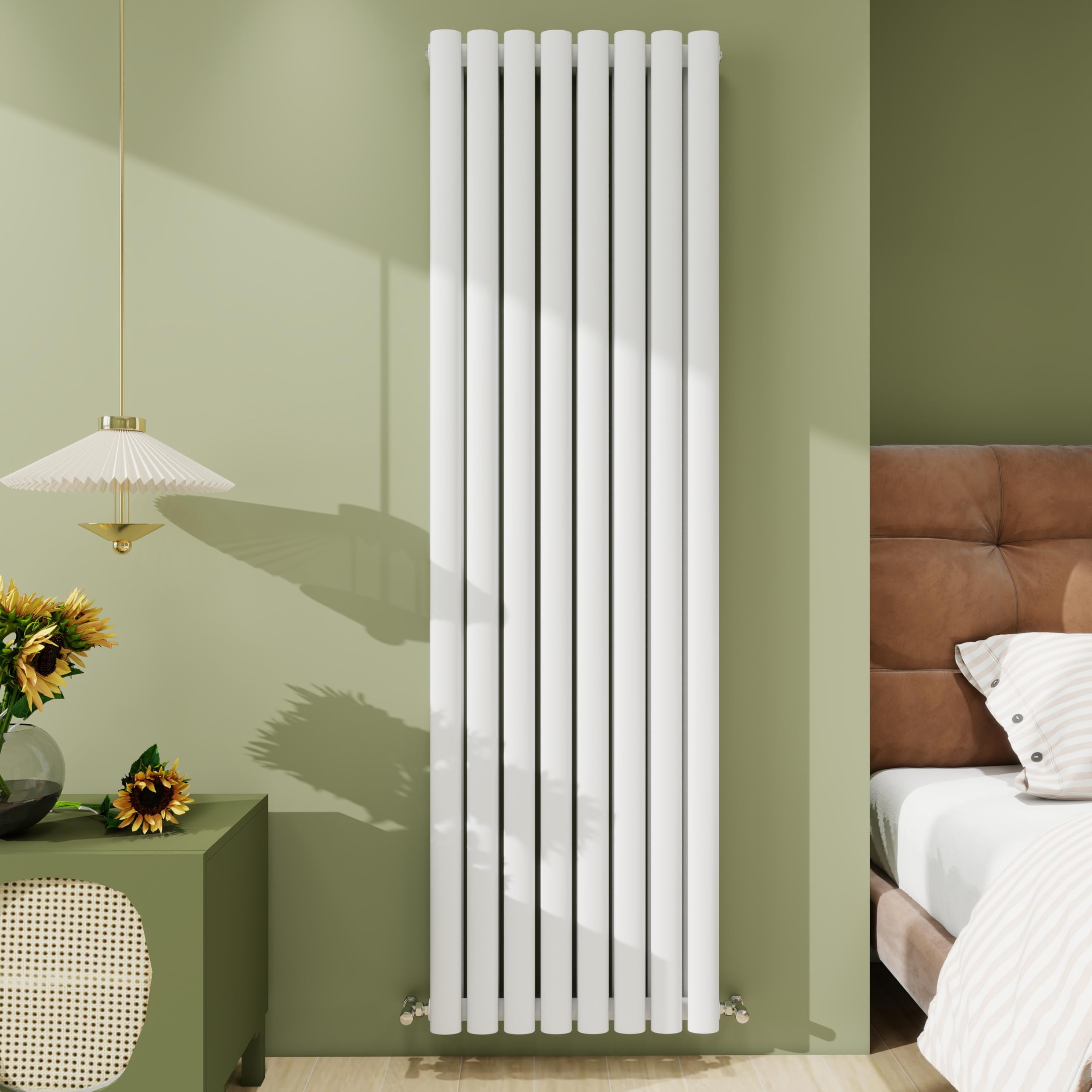 Biubiubath Radiator 1600×472mm White Vertical Double Oval Column Designer Central Heating Rad 5387 BTU