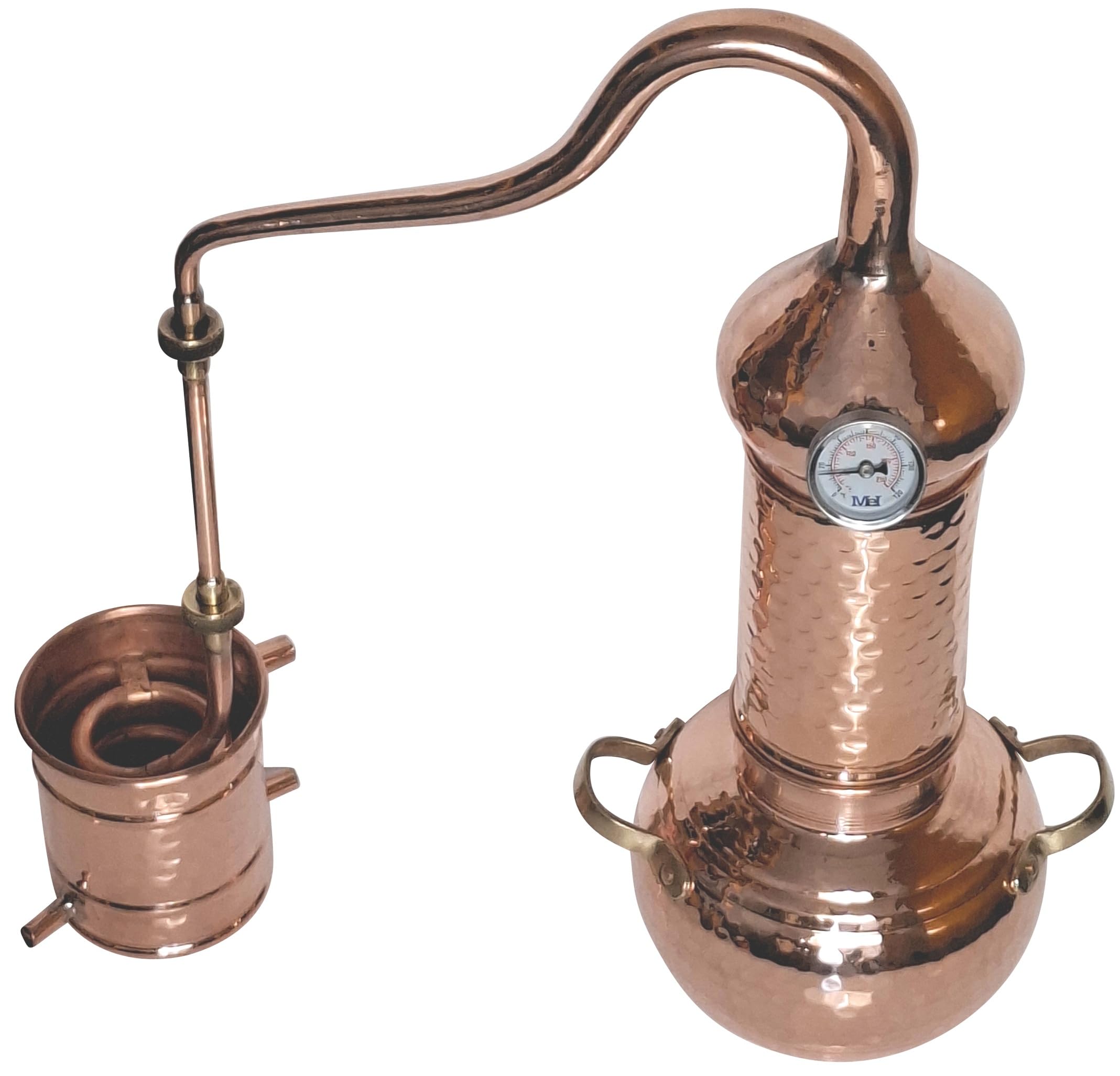 Kolonnenbrennerei aus Kupfer 2L mit Thermometer | Classic Edition | Destillieranlage für Hydrolate, Pflanzenwasser, destilliertes Wasser