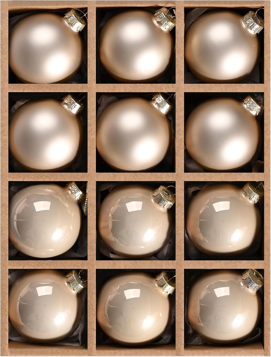 WDS WONDROUS Shiny and Matte Gold Mini Glass Ball Christmas Ornaments, 2.36” Hanging Ball Ornaments, Set of 12 Decorative Balls for Xmas Tree Decoration, Wedding, Party