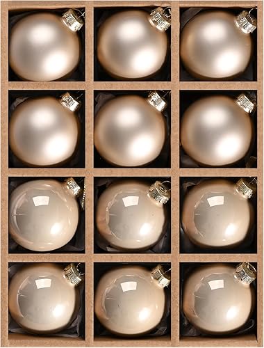 WDS WONDROUS Adorno de bola de Navidad de cristal de champán, juego de 12 piezas, colgante de decoración de árbol para vacaciones