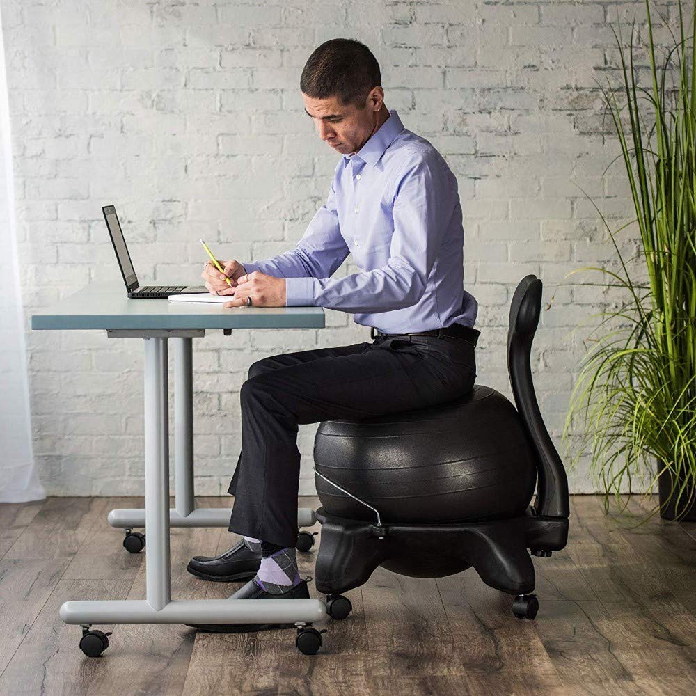 BODODO Silla de balance de pelota de yoga ergonómica con ruedas ajustable para oficina