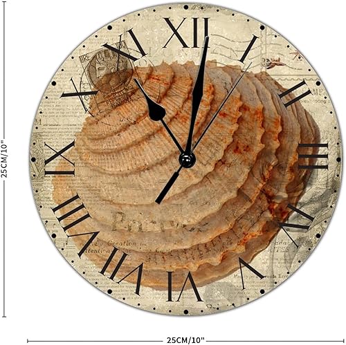 Miniatura 36 de ArogGeld Reloj de pared con diseño de estrella de mar antigua francesa, de cloruro de polivinilo, con números romanos, de 10 pulgadas, funciona