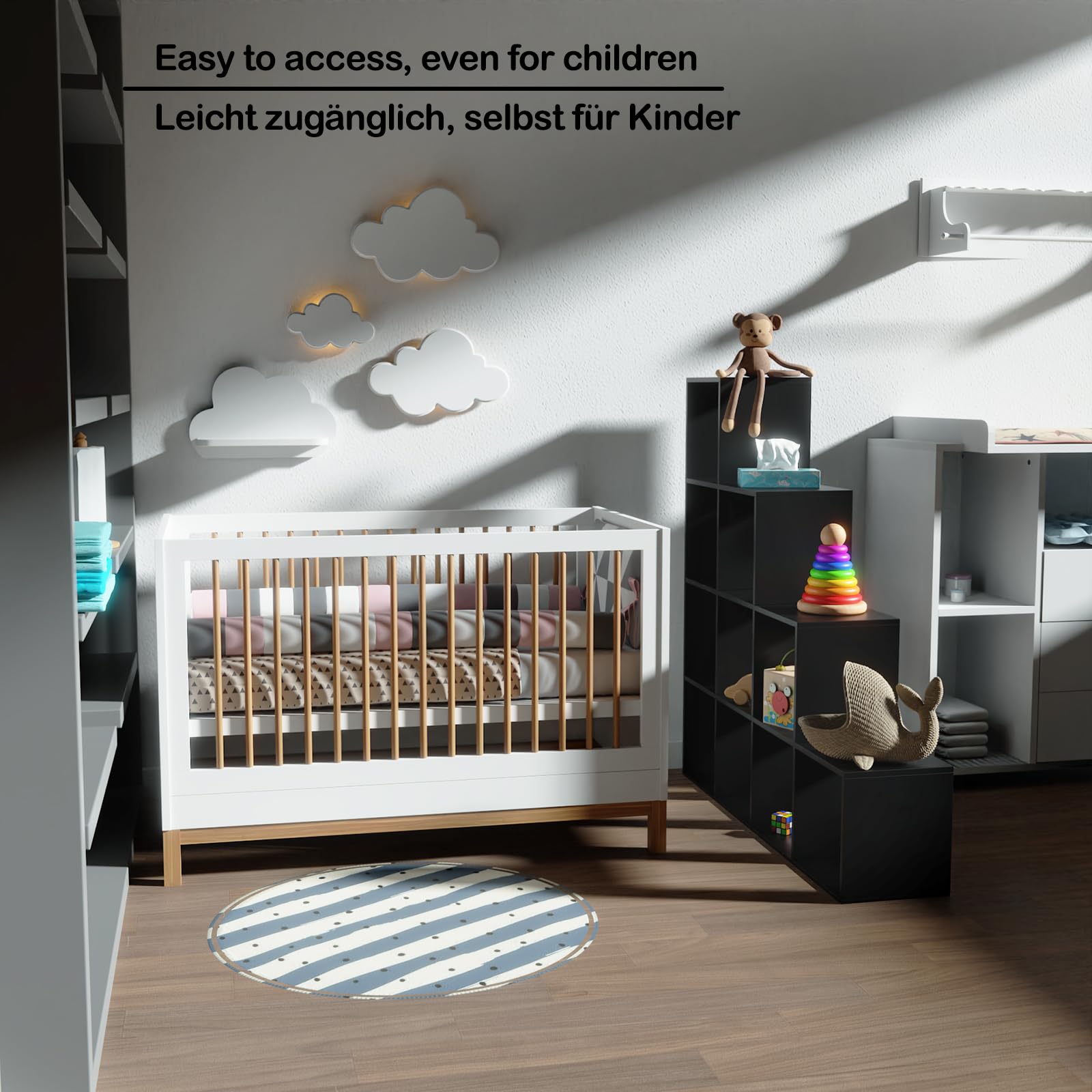 MIADOMODO® Treppenregal - Schwarz, 10 Fächer, 129,5x29x129,5 cm, für Wohnzimmer, Stabil, Offen, Freistehend, Indoor, aus MDF-Platte - Stufenregal, Raumteiler Regal, Bücherregal, Standregal