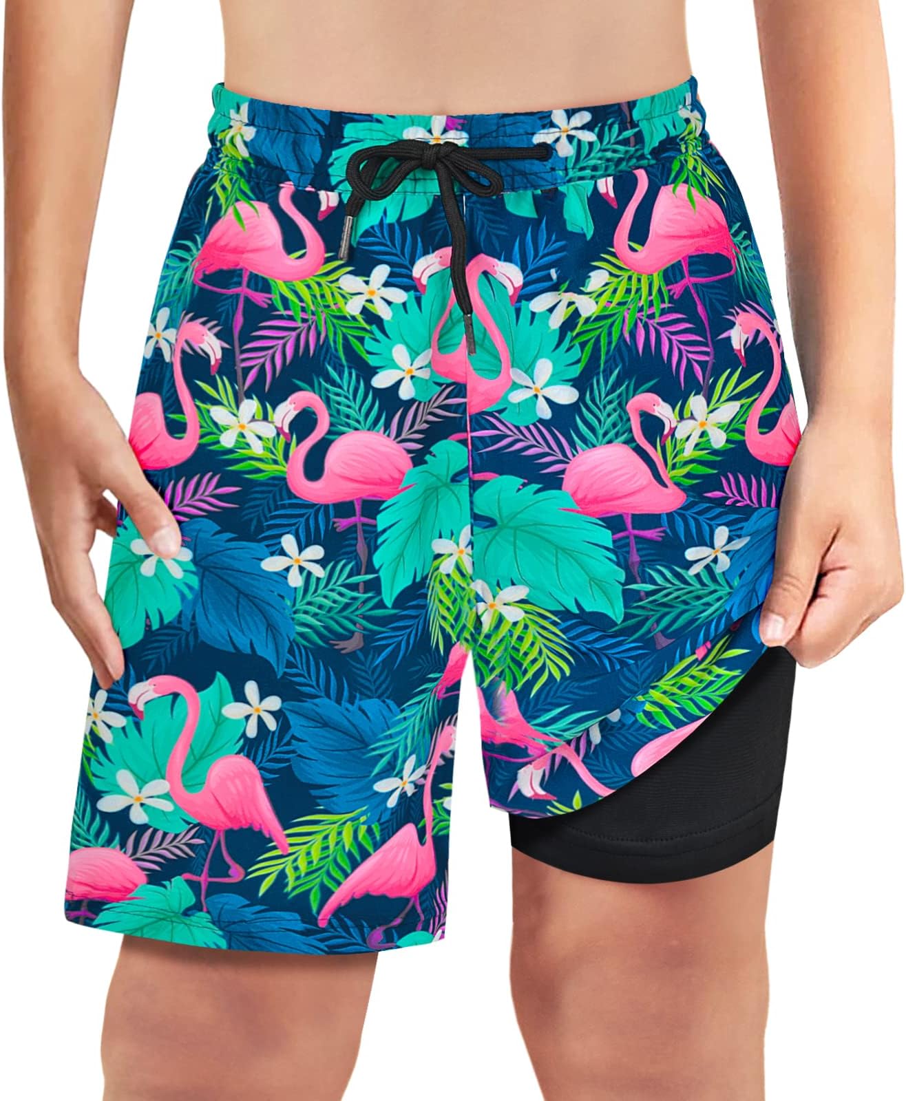 MaciReptBoys Swim Trunks Bathing Suit Youth Teen Boys Swimming Trunks with Compression Liner Kids Swimsuit Board Shorts 7-16