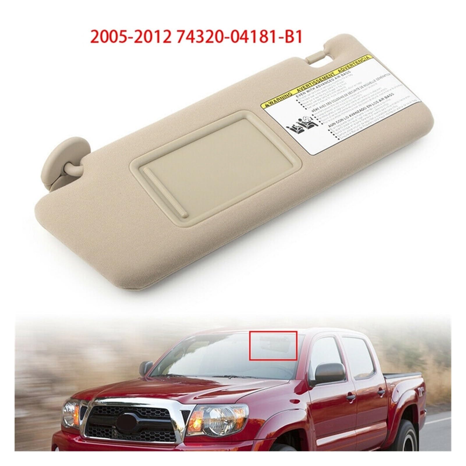 Beżowa lewa osłona przeciwsłoneczna kierowcy, do Toyoty, do Tacoma 2005-2012 Osłona bez światła 74320-04181-B1 Klips na osłonę przeciwsłoneczną samochodu