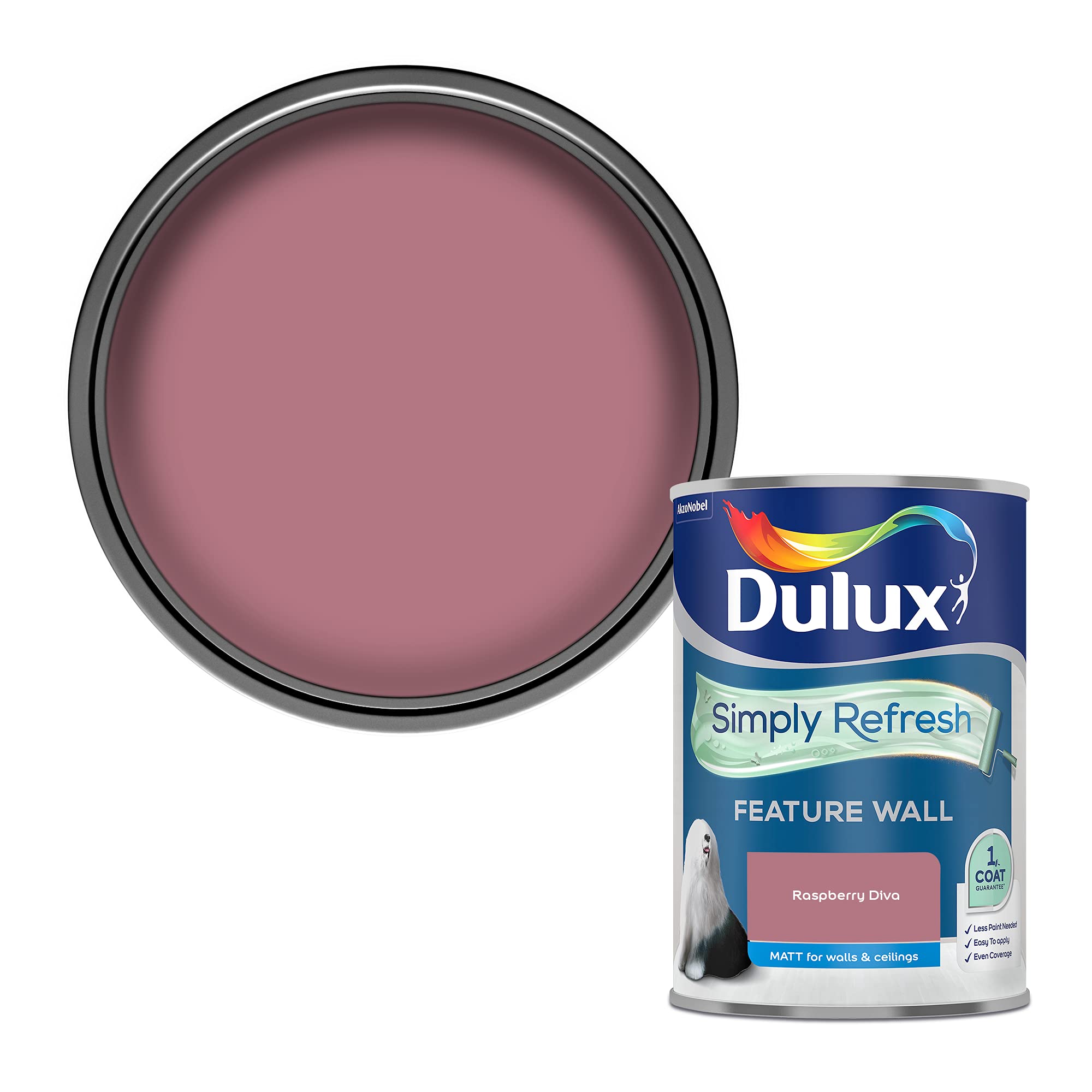 Dulux Stain Resistant One Coat Feature Wall Raspberry Diva 1.25L Paint