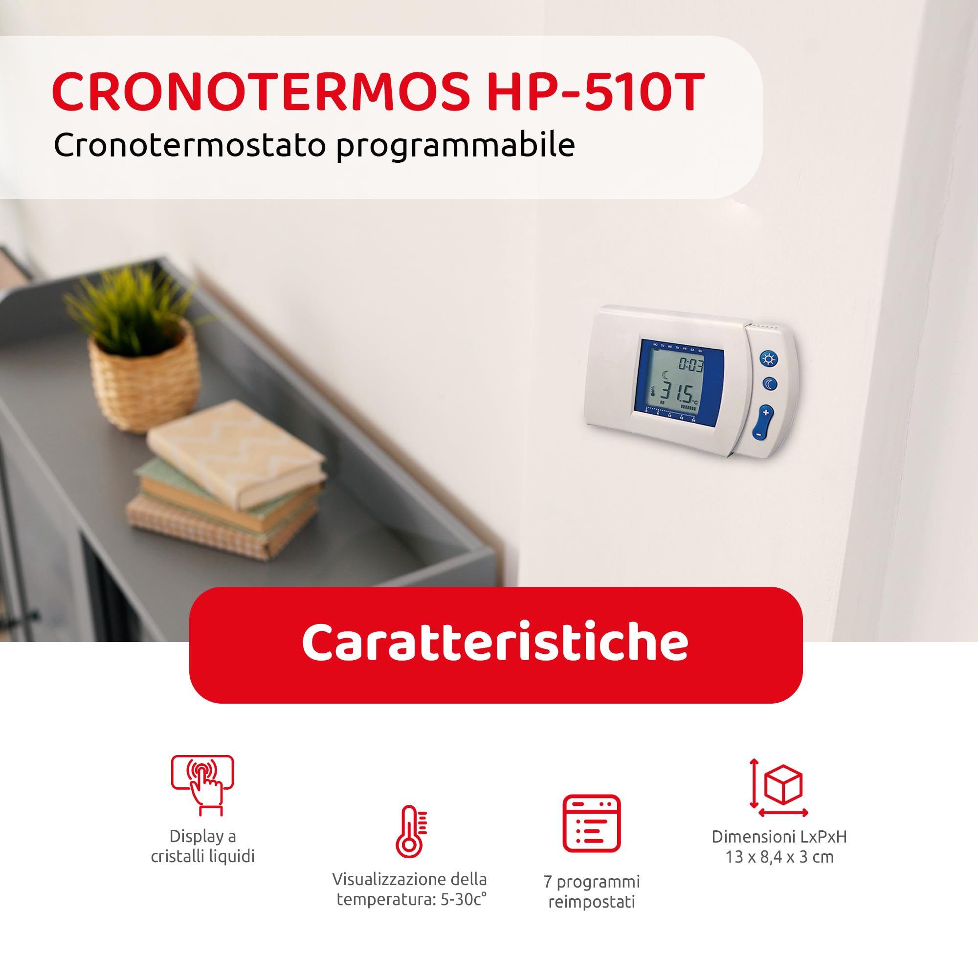 MKC HP-510T Cronotermostato Digital, Color Blanco