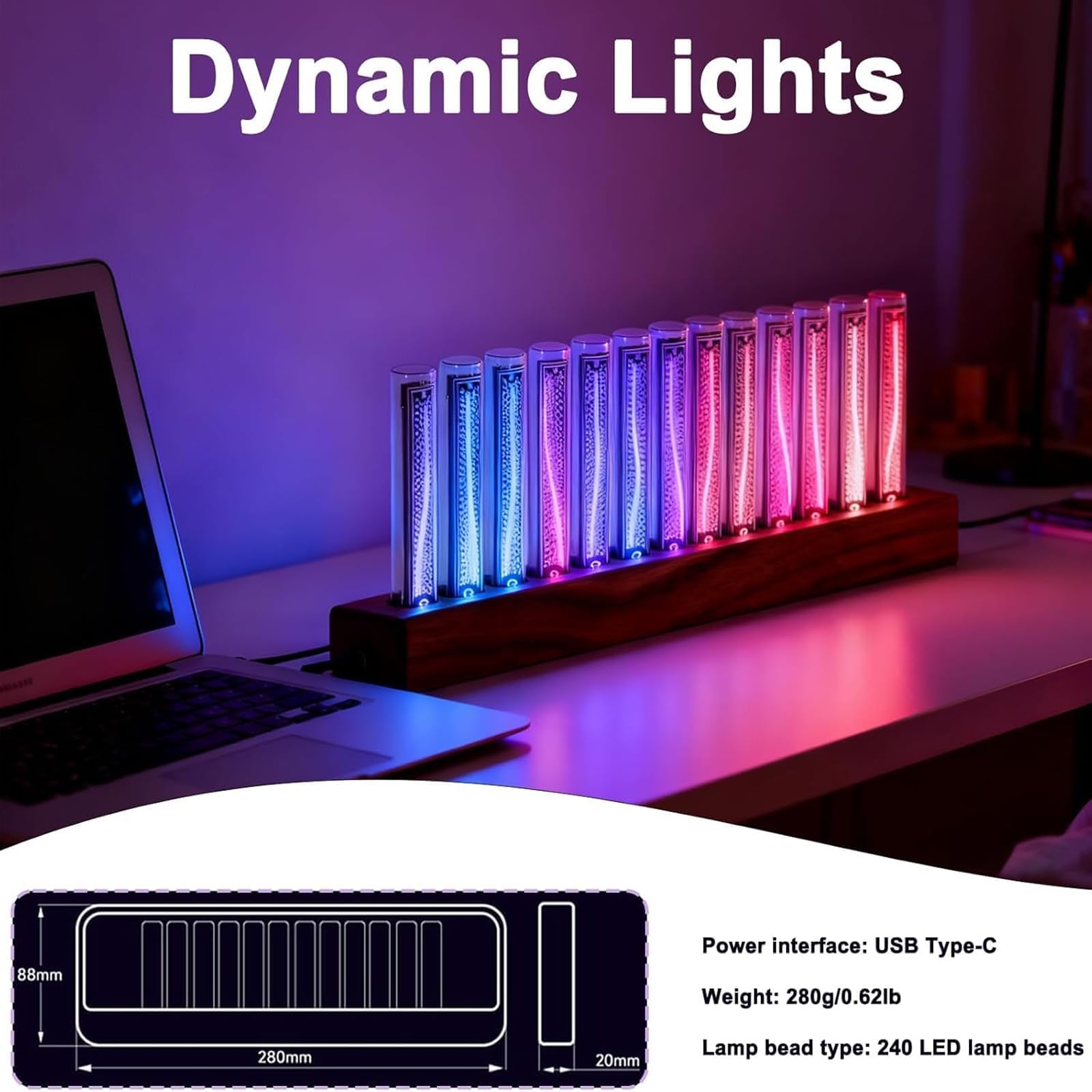 Lampa spektrum odbioru dźwięku RGB, regulowane światło spektrum muzyki, 7 wstępnie ustawionych trybów, z 12 lampami świetlnymi LED i przetwornikiem mikrofonowym, do gier, tudio, domu