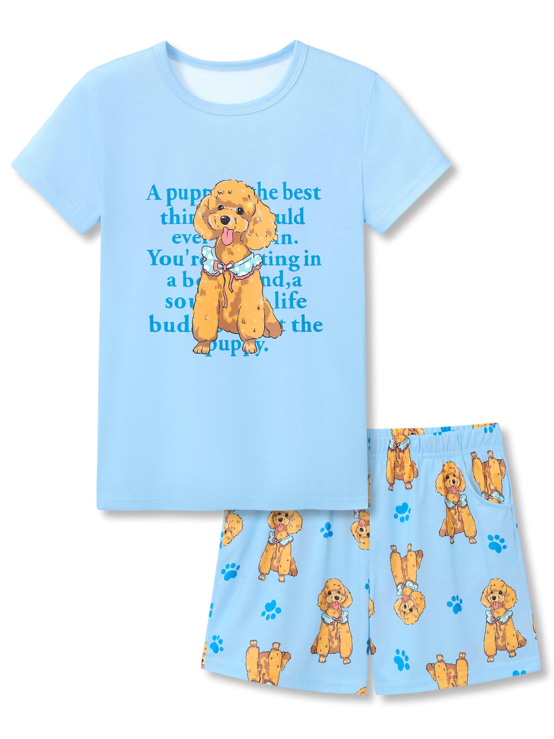 Tebbis Tween Girls Pajamas Trendy Tie Dye Spiral 2-Piece Shirt & Shorts PJ Set Jammies Size 6-18