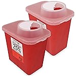 Oakridge Products Large Sharps Container for Home Use and Professional 2 Gallon (2-Pack) with Chimney Top, Biohazard Needle and Syringe Disposal, CDC Certified