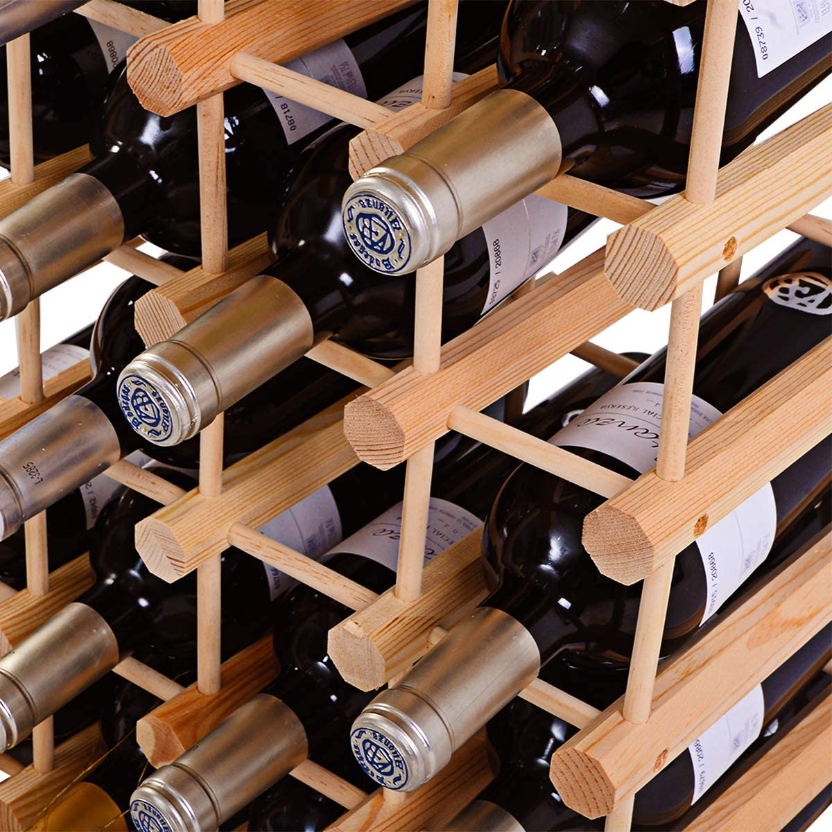 GIANTEX Scaffale Porta Bottiglie di Vino Fino a 40 Bottiglie, Cantinetta in Legno di Pino, 5 Ripiani, 44,5x24x86 cm, Materiale Ecologico, Colore Naturale