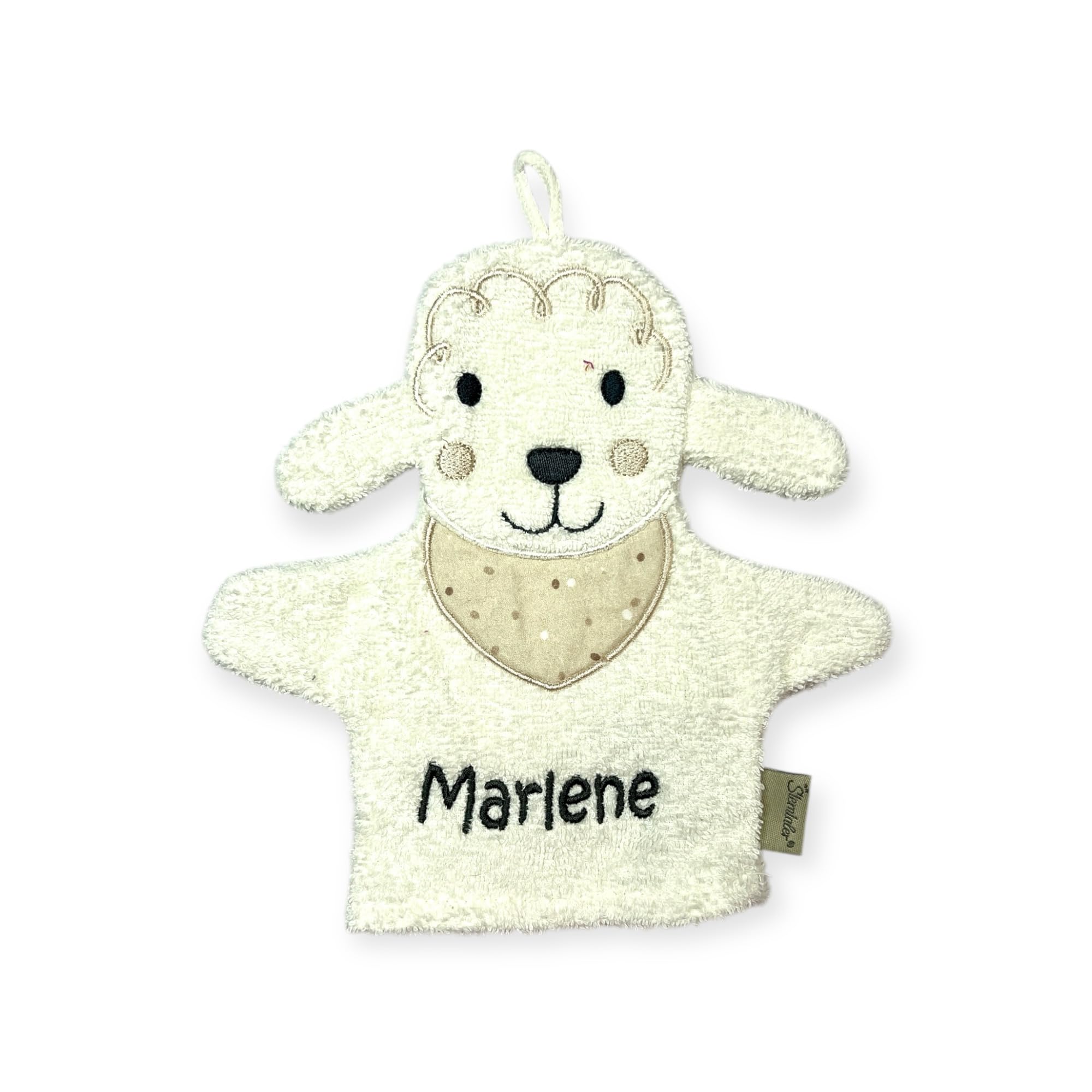 Kapuzenhandtuch mit Spiel-Waschhandschuh von Sterntaler, personalisiert, Geschenk-Set (beige) Schaf Flocke
