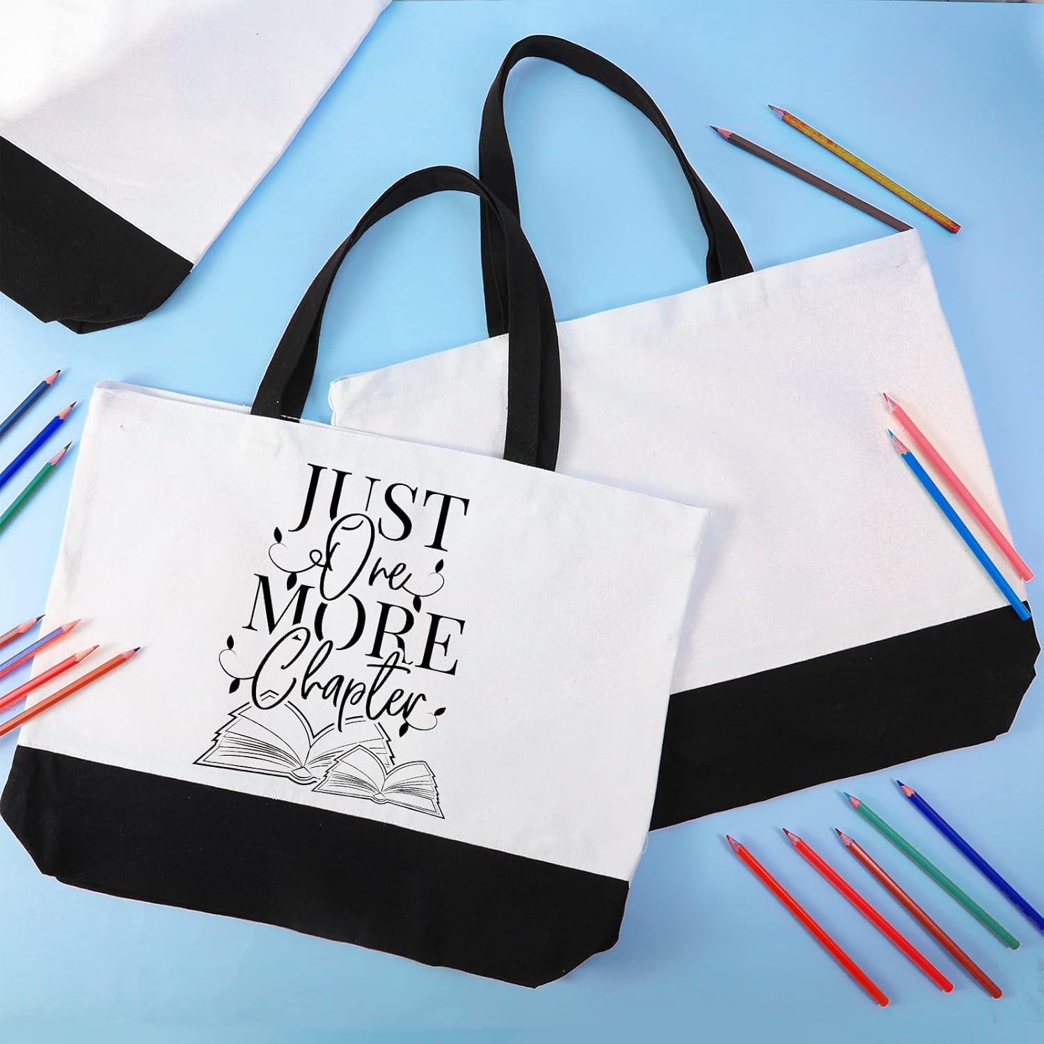 Sieral 50 Pieces Large Canvas Tote Bags Reusable Sublimation Blank Plain Bags Bulk with Zipper for DIY Crafts Shopping Women Teacher(Horizontal Wide Bag) - Image 4