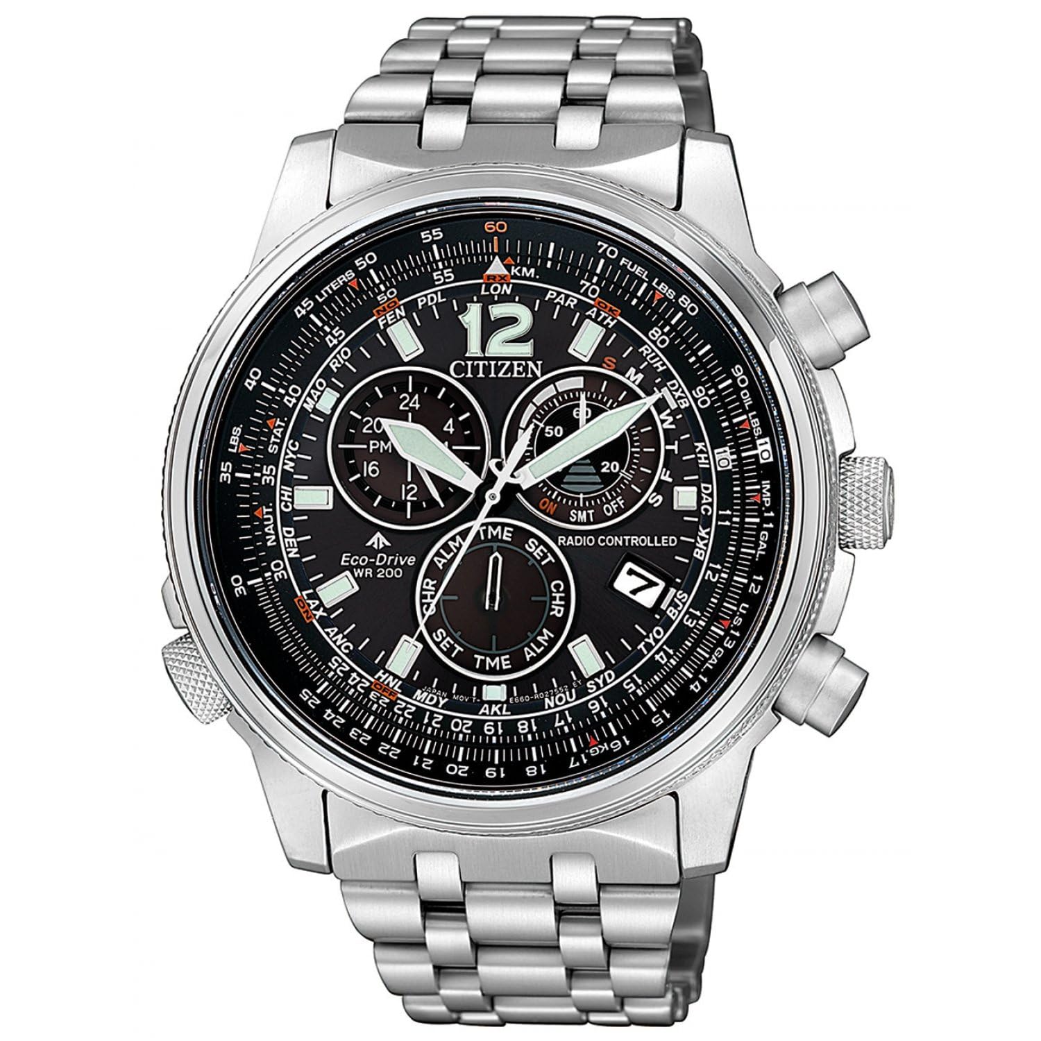 Citizen Orologio radiocontrollato CB5850-​80E Chrono Pilot E660 Super Titanium Eco-​Drive