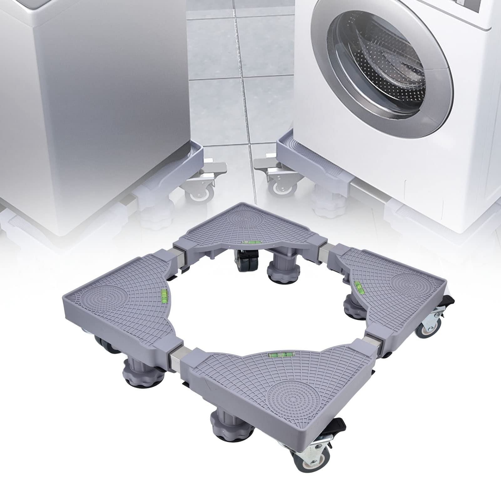 Base para Lavadora, Rodillo Ajustable Multifuncional, Soporte Bloqueable, Fácil de Mover, Antivibración para Lavandería, Plástico ABS, 42-60cm