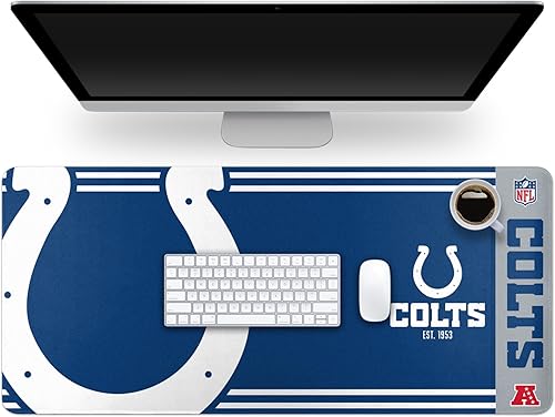 FOCO Alfombrilla de escritorio con el logotipo oficial establecido de la NFL, diseño de palabra, para el hogar y la oficina, 35" x 16" (Indianapolis