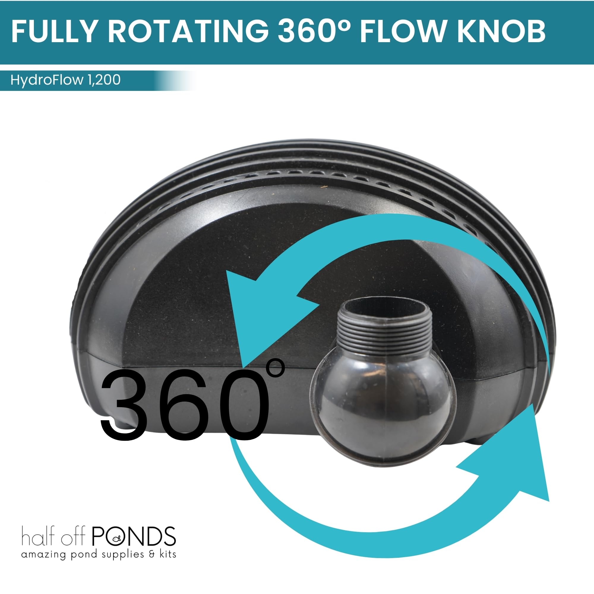 HALF OFF PONDS HydroFlow - Pompa sommergibile a cascata da 1.200 GPH - Pompa magnetica per laghetto con cavo da 9,2 m - Efficienza energetica, sicura per i pesci, per laghetti all'aperto, skimmer e