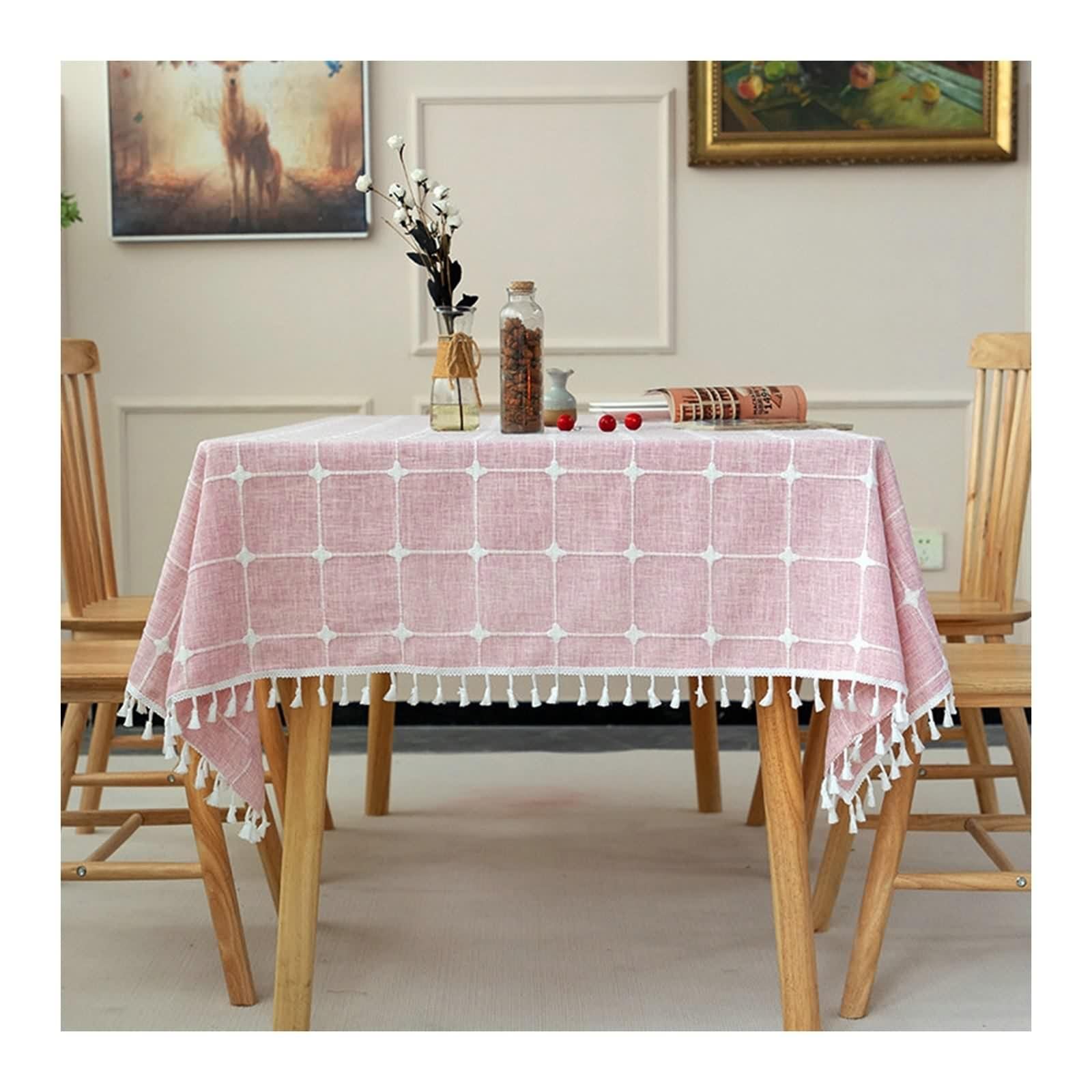 Copri Tavolino Quadrato, Tovaglia Da Tavola 140X140 Poliestere Plaid Decorativa per Soggiorno Cucina
