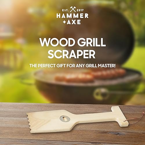Miniatura 2 de Hammer + Axe Rascador de madera para parrilla con abridor de botellas integrado, raspador de madera compatible con todos los ahumadores y parrillas