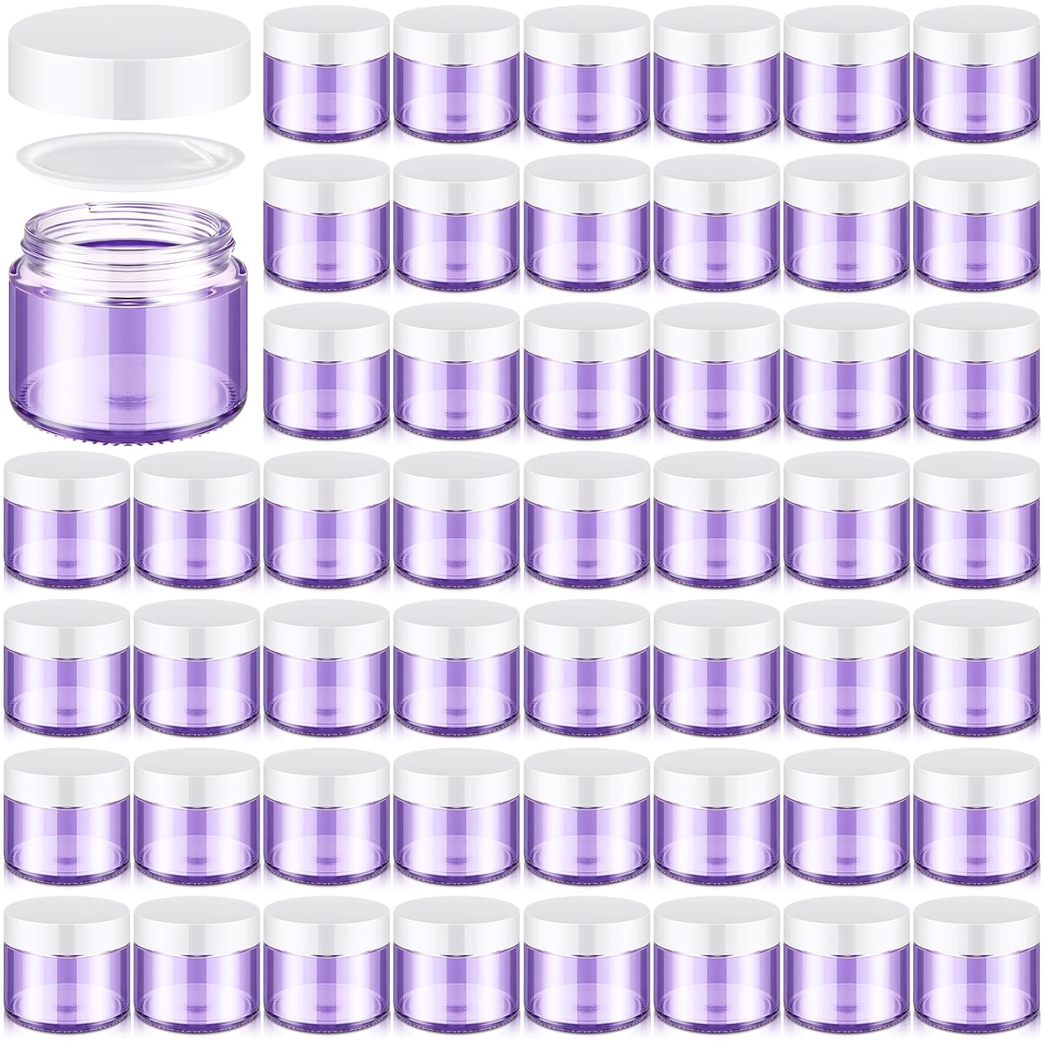 Domensi 32 Pcs 2 oz Glass Jars with Lids Travel Size Round Leakproof Empty Cosmetic Jars with Inner Liners Lid for Storing Makeup Lotions Face Cream Ointments Candle DIY Making (Pea Green)