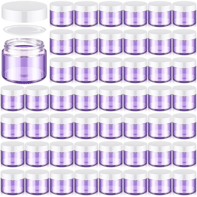 Domensi Frascos de Vidro com Tampa para Cosméticos, 60 mL, Pacote com 48, Roxo-claro