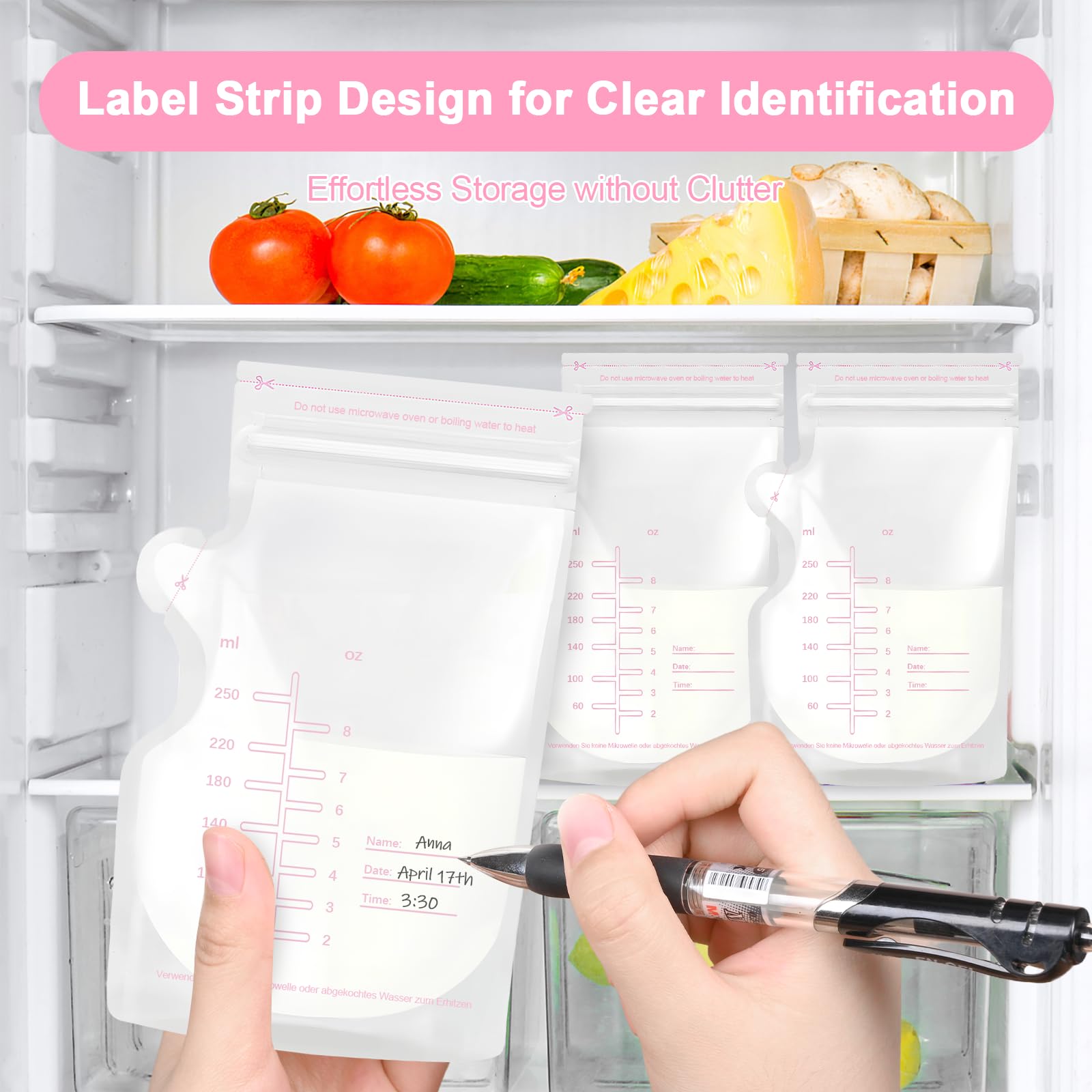 120 Stück Muttermilchbeutel, 250ml / 8oz Einweg-Milch Muttermilch Aufbewahrung BPA-freie Milchbeutel für Muttermilch mit Ausgießer für das Stillen Auslaufsicher Kann Eingefroren Werden