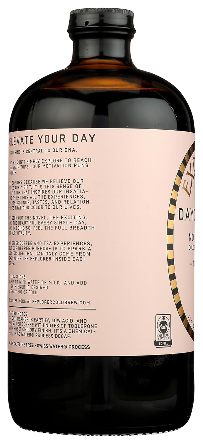 Explorer Cold Brew, Coffee Cold Brew Concentrate Decaf Daydreamer Organic, 32 Fl Oz