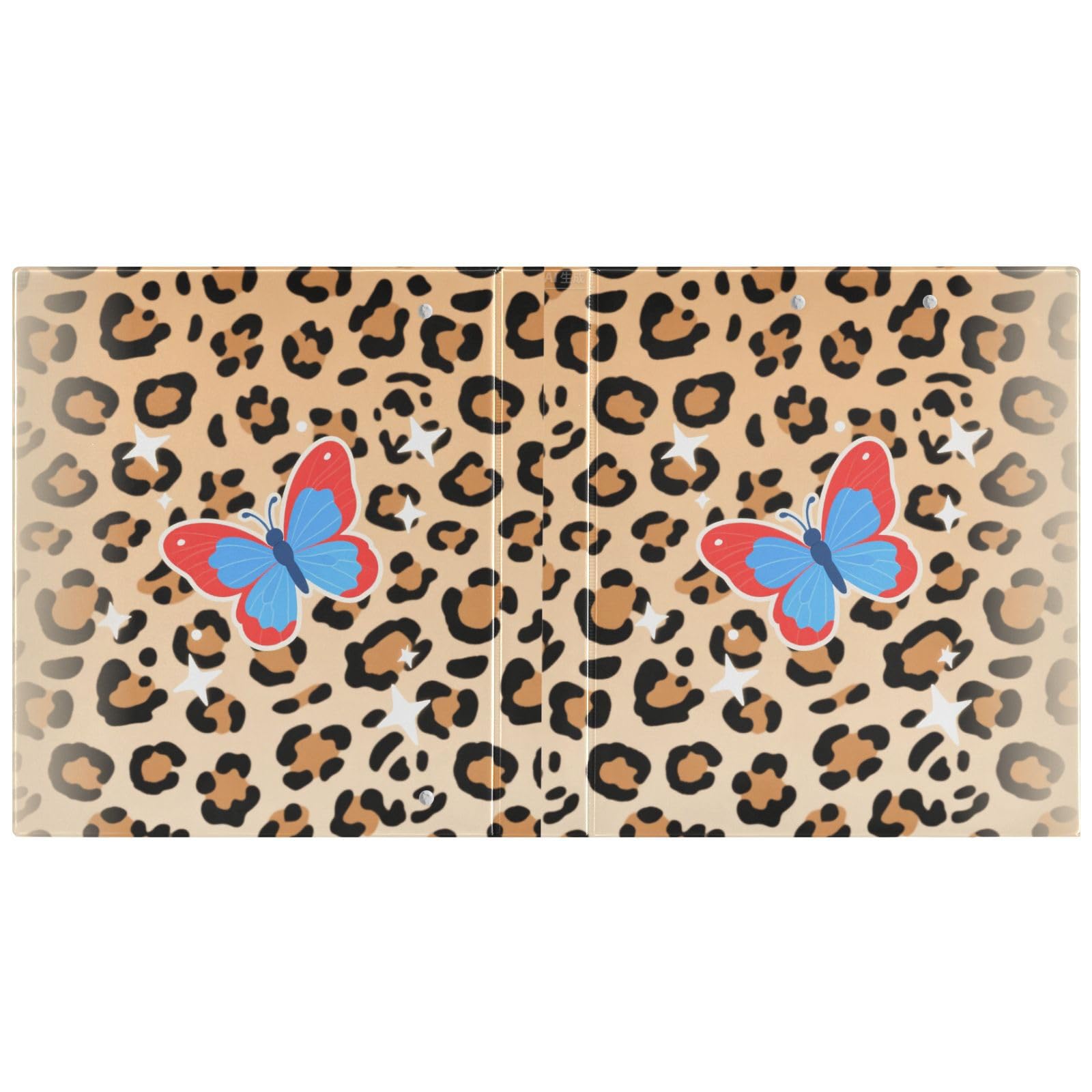 Classeur d'école de 1,5 cm et demi de dessin animé, papillon, léopard