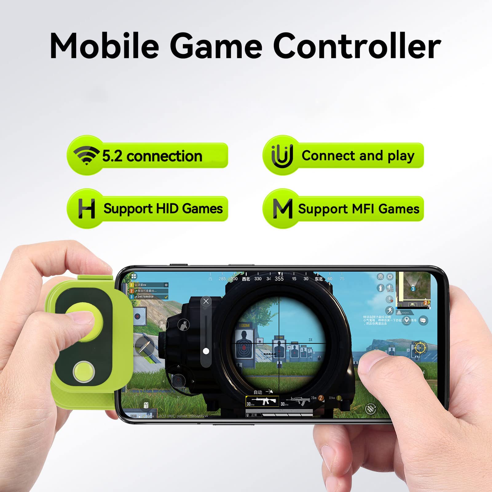 VBESTLIFE Handy-Spiel-Joystick, Smartphone- und Tablet-Game-Controller, Touchscreen-Joypad für Android, für Hongmeng OS 9.0+ (Grün)