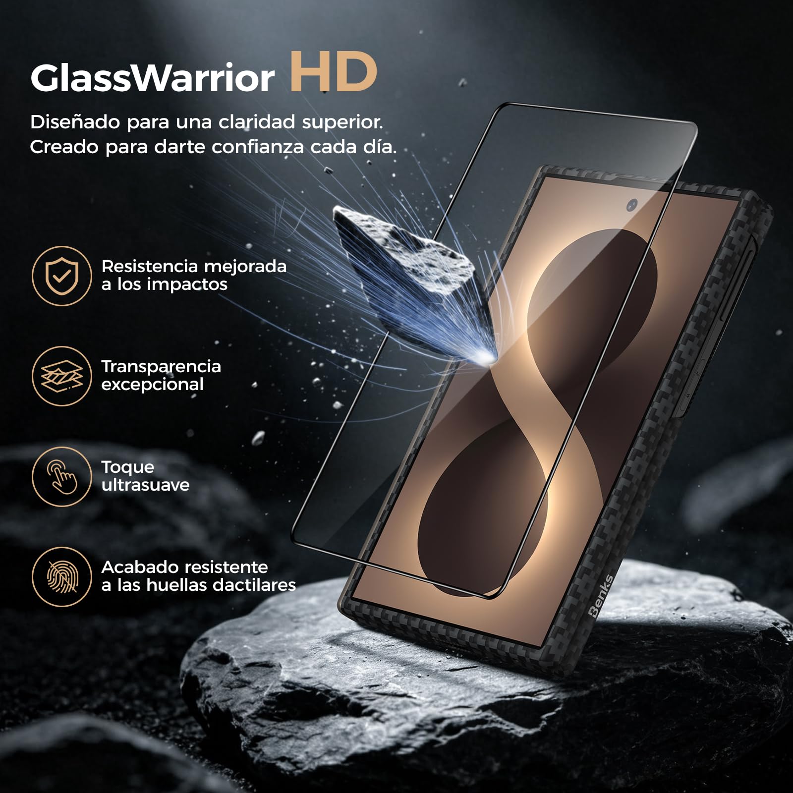 BENKS ArmorGrid Air Funda para Samsung Galaxy Z Fold 8 para MagSafe | Ultrafina en Fibra de Aramida Kevlar, Protección de Bisagra, Ligera Minimalista, Delgada y Cómoda al Tacto