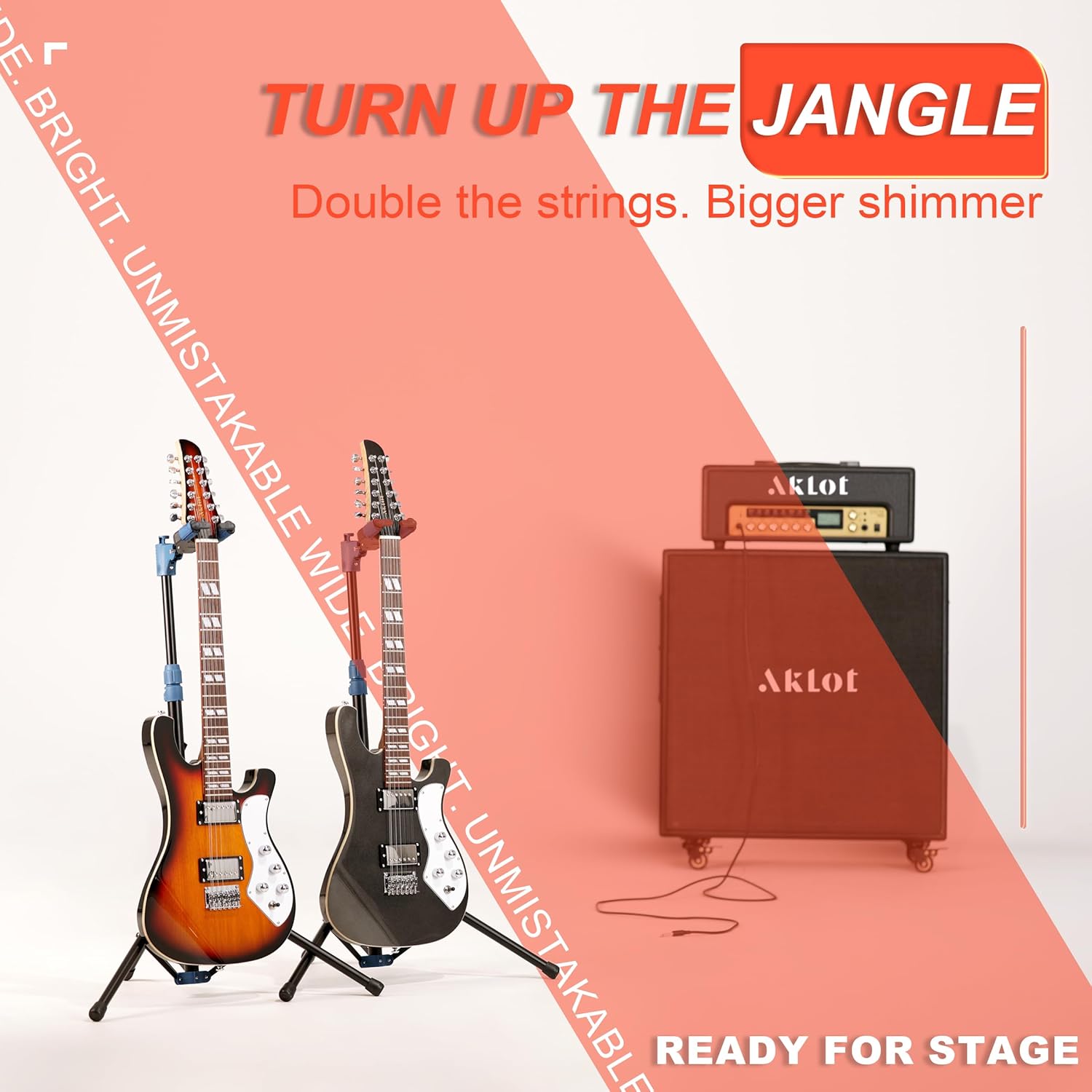 AKLOT Strayloom 12-String Electric Guitar: Humbucker Pickups, Okoume Neck, Jatoba Fingerboard, Fully Adjustable Hybrid Bridge, Electric Guitar Kit with Gig Bag, Classic Jangle & Chime (Solar Fade)
