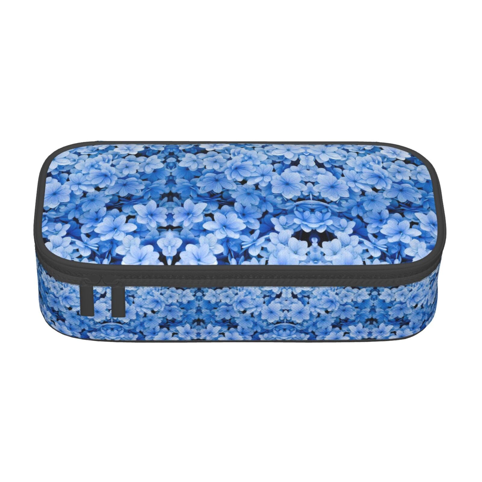 FADUNI Blue Flowers Large Pencil Case for Girls and Boys, Aesthetic Pencil Bag with Multi Compartments for Adults, Office Stationary Organizer Practical for Kids Teenage Women Men