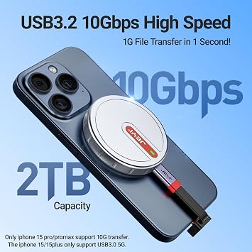 JEYI Magnetic 2230 M.2 NVMe SSD Enclosure, 10Gbps USB 3.2 Gen2, Aluminum Case with MagSafe, ProRes 4K External Storage for iPhone 15/16/17 Pro