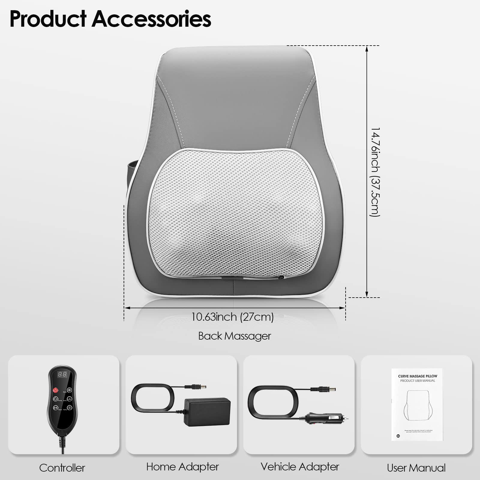 Mercy TOP Shiatsu Back Massager with Heat Massagers for Neck and Back Massager for Back Pain Gift for Men Women Mom Dad Stress Relax at Home Office and Car