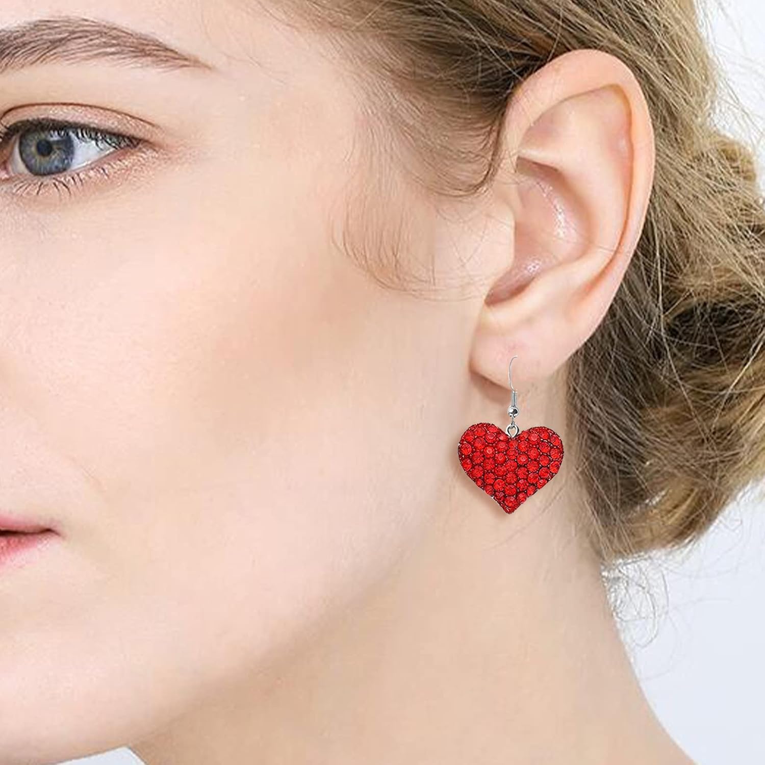 Valentines Earrings for Women Galentines Gifts Red Pink Heart Rhinestone Dangle Valentines Day Outfit Accessories Jewelry - Image 4