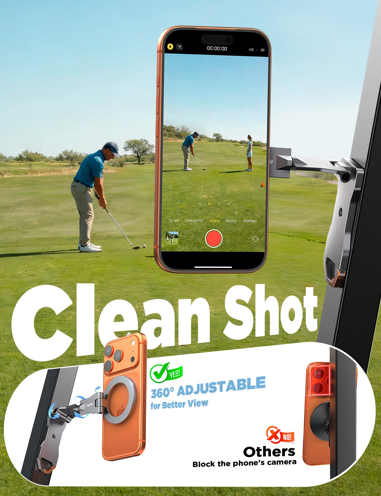 Support de téléphone magnétique pour voiturette de golf : [réglable à 360° et ultra magnétique] Support de téléphone magnétique en alliage pour chariot de golf Magsafe iPhone 17-12, accessoires de - 2