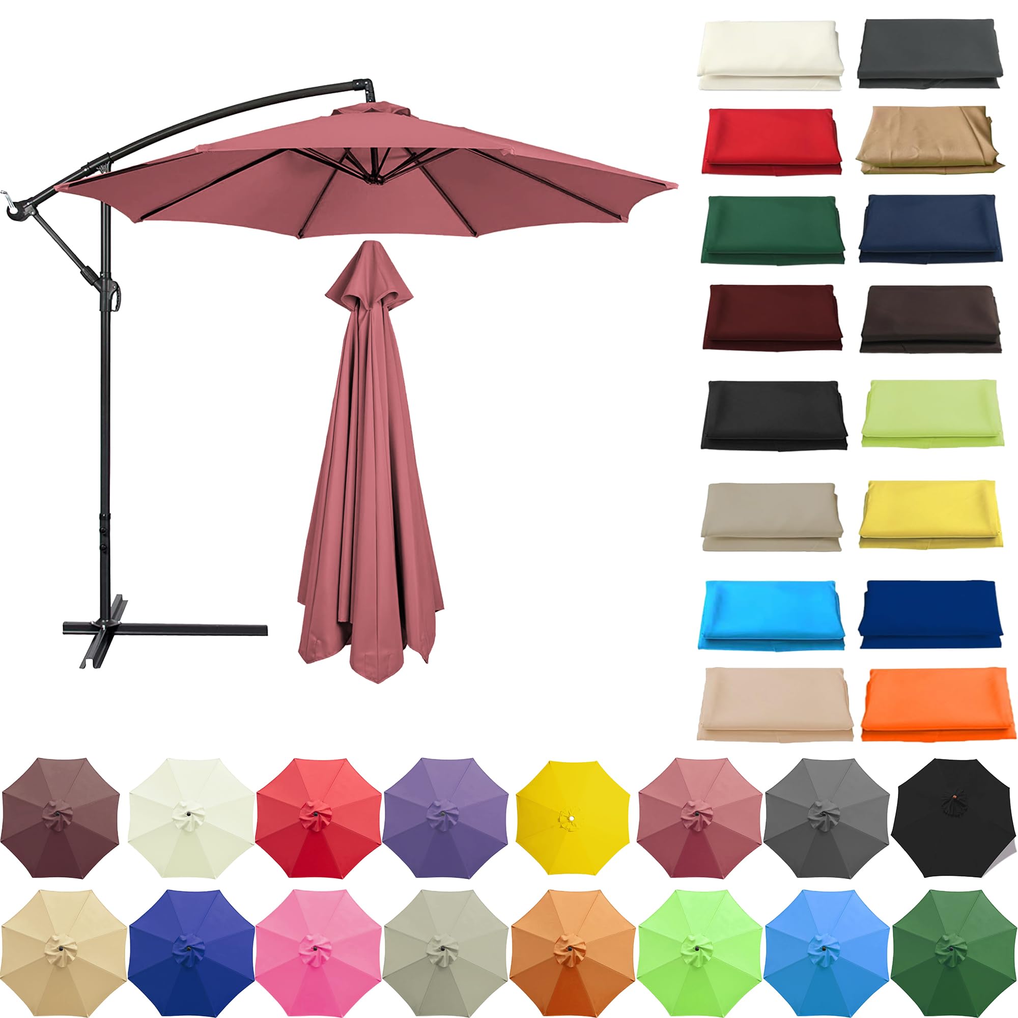 QUIYAEZY Replacement Garden Parasol Canvas 6/8 Ribs Replacement Canopy For Parasol Umbrella Replacement Cloth 2/2.3/2.5/2.7/3/3.50m Replacement Parasol Canopy Waterproof Garden Umbrella Parasol