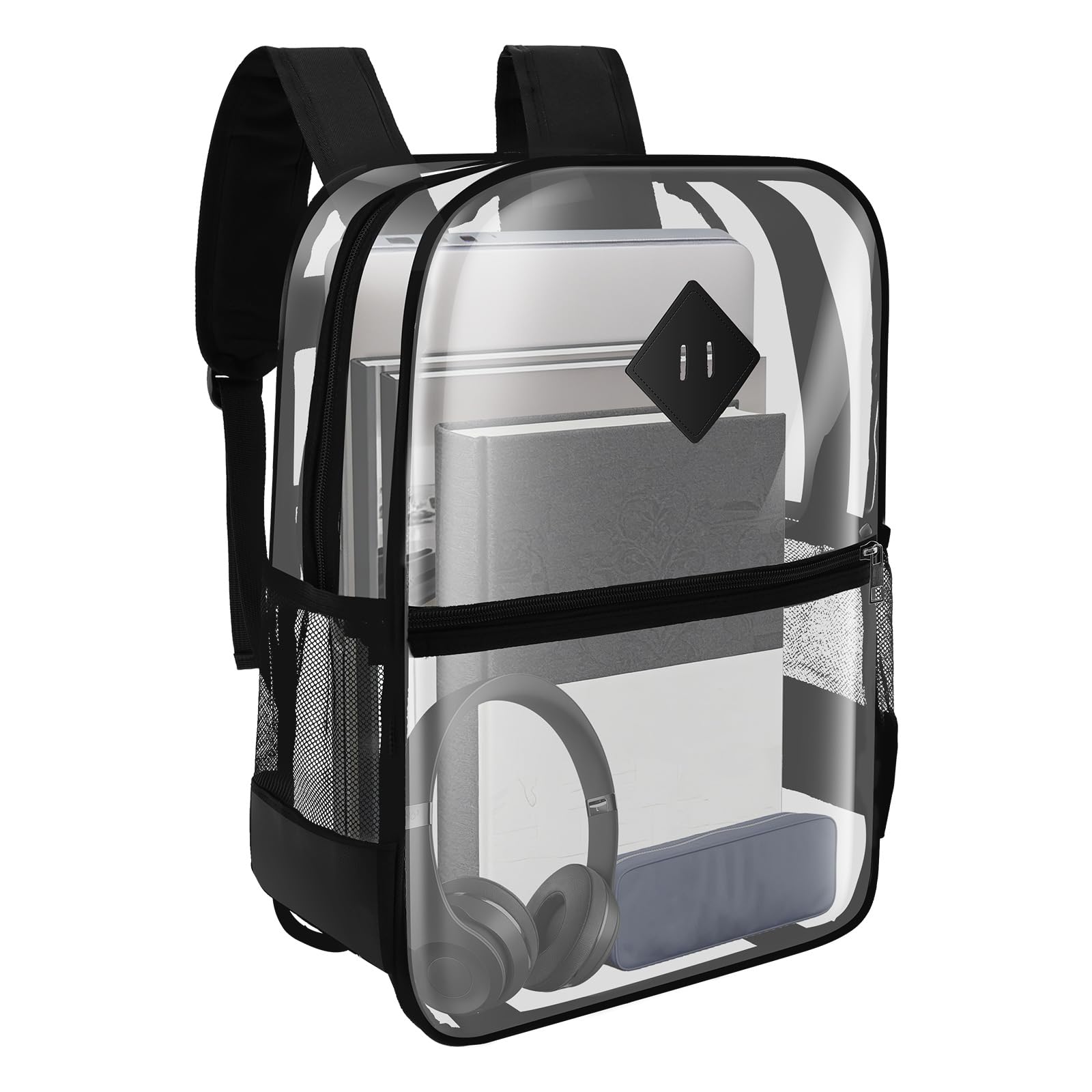 YJQXMYU PVC Transparent Backpack Large Capacity Clear Backpack Waterproof See Through Backpacks for Travel with Adjustable Straps Clear Casual Rucksack for Work Travel Sports 43x30x13CM