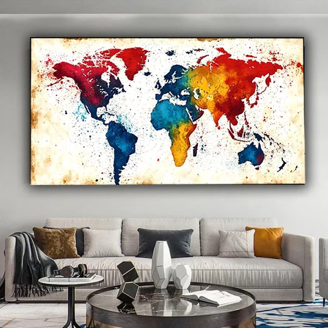 DIY Malowanie po numerach, dla dorosłych, początkujących, mapa olejna, zestaw do malowania po numerach, dla dzieci i dorosłych, akrylowy pigment, rysowanie, malowanie według numerów, mapa świata, 50 x