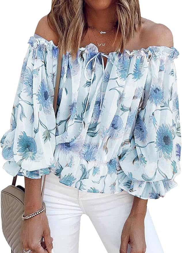 Off-Shoulder Chiffon Blouse