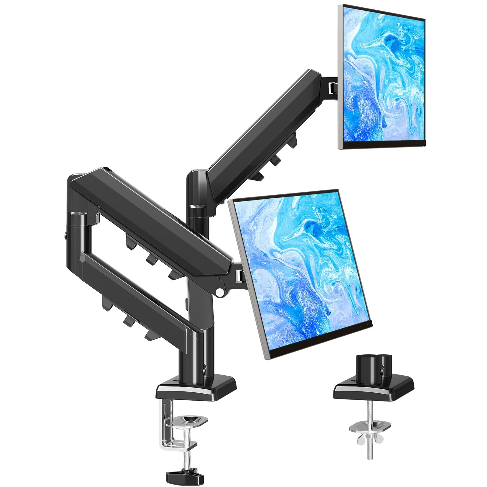 MOUNTUP Monitor Halterung 2 Monitore für 13 bis 32 Zoll Bildschirme, Dual Arm Monitorhalterung Höhenverstellbar Hält 2-9 kg, Neigbar Schwenkbar Drehungbar, VESA 75 /100mm, EU8014B