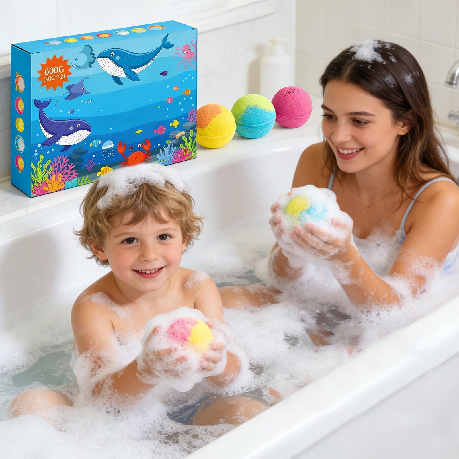 Bagnoschiuma per Bambini 12 Pezzi Delicato Rinfrescante Colorato