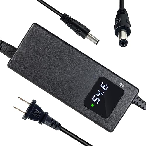 YZPOWER Cargador de batería de litio de 54.6 V 2 A para batería de iones de litio de 48 V 13s, adaptador de corriente con pantalla HD para voltaje