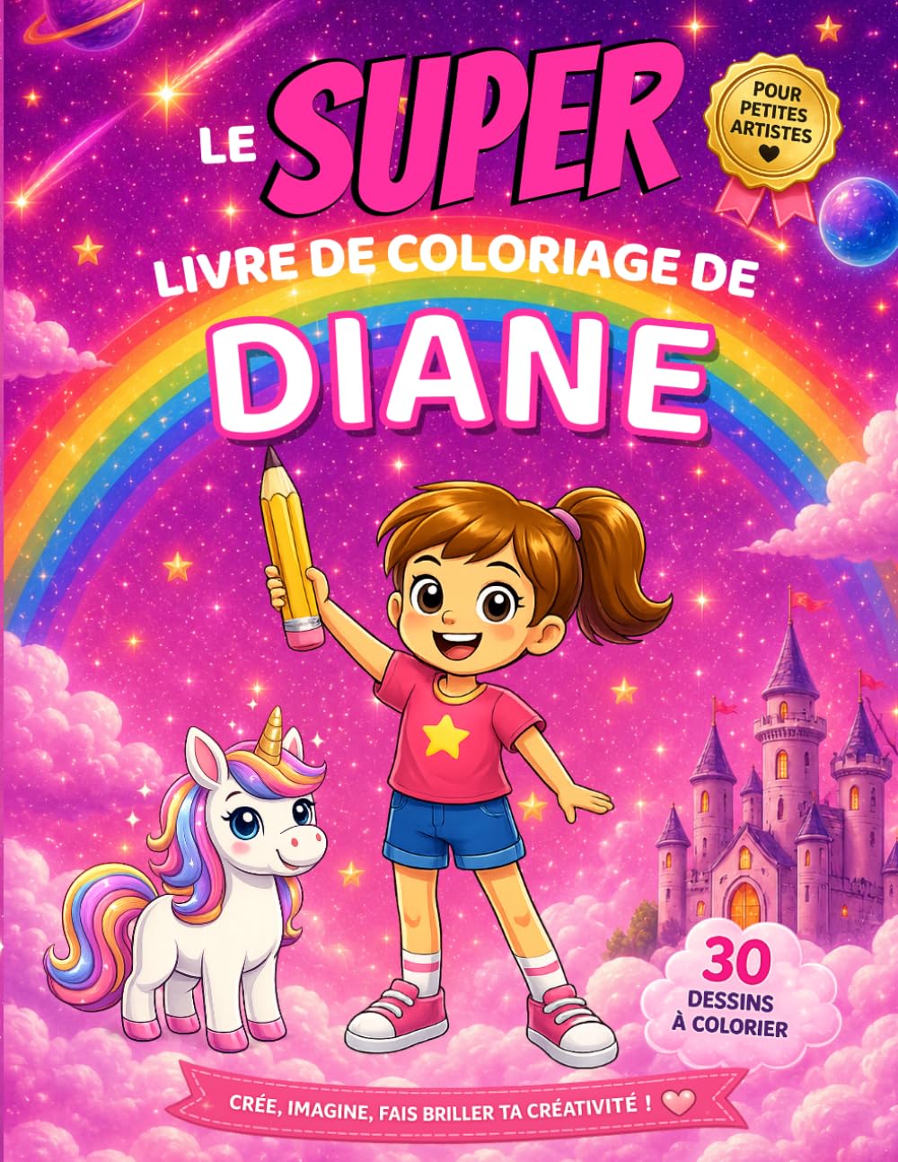 Le SUPER livre de coloriage de Diane: 30 pages à colorier - Collection Colorie ton prénom