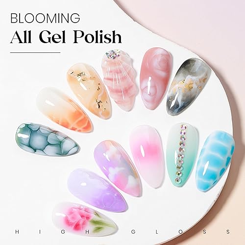 Miniatura 3 de MIZHSE Esmalte de gel Blooming de 0.5 fl oz (0.5 fl oz) de gel transparente para esparcir, pintura de acuarela, arte de uñas de mármol, UV/LED, Gel