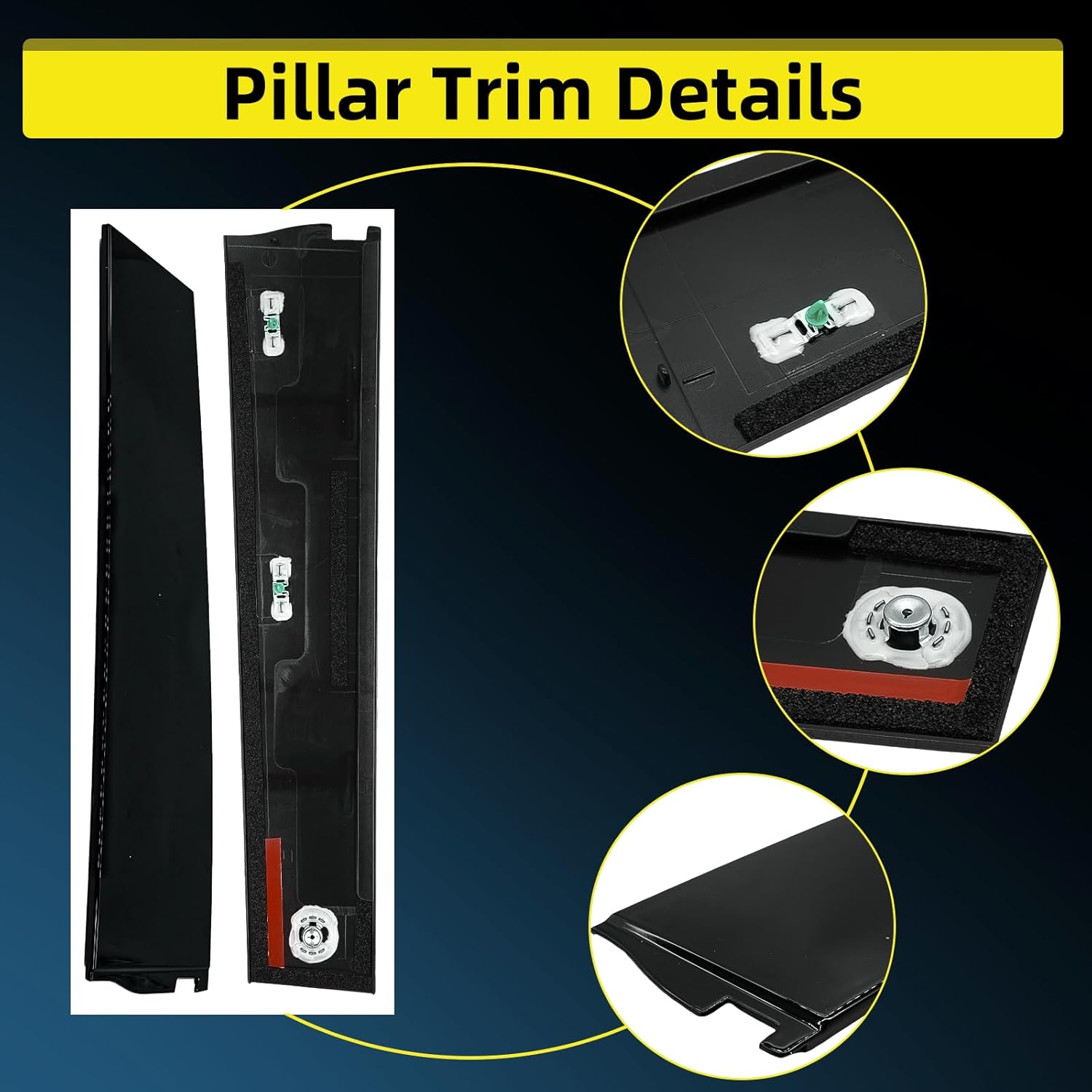 Window Trim Molding for Chevy Tahoe GMC Yukon Cadillac Escalade 2015-2018 B C Pillar Trim Replace 926-241 926-242 926-243 926-244 926-245 926-246 (6PCS)