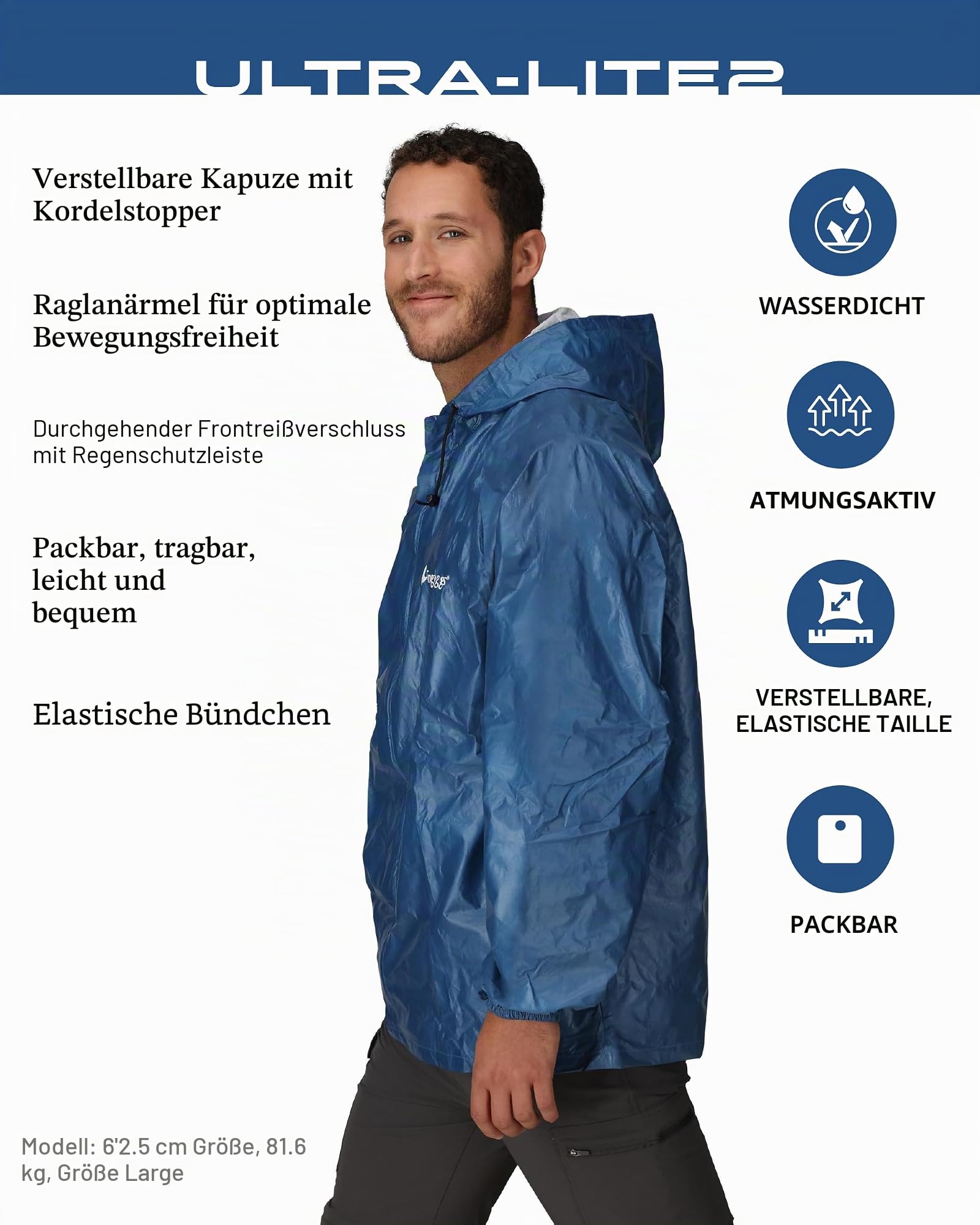 FROGG TOGGS Ultra-Lite2 Regenjacke für Herren, wasserdicht, atmungsaktiv