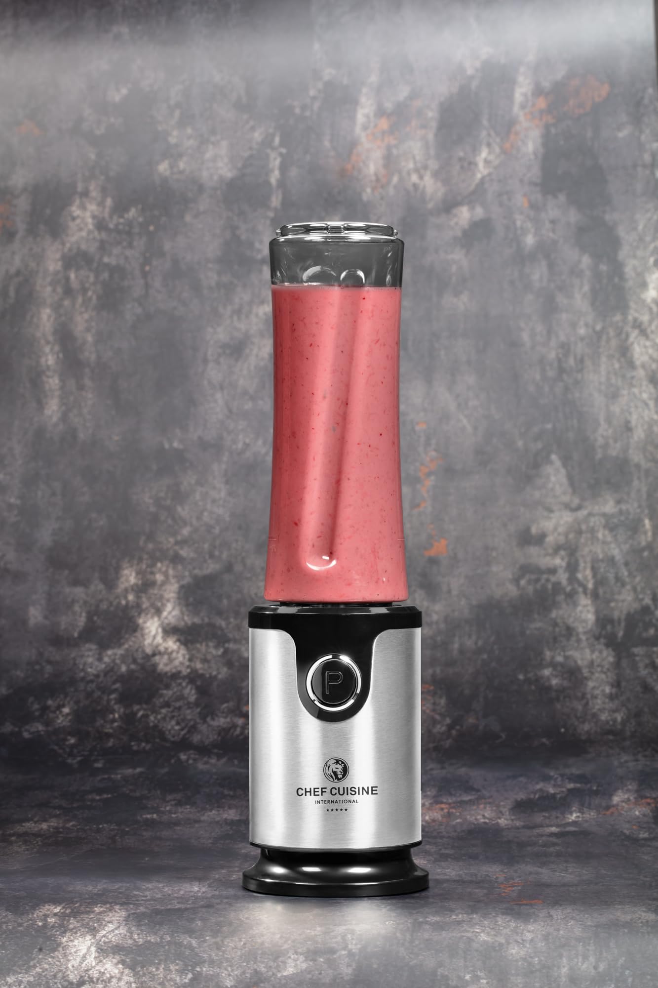 CHEF CUISINE Smoothie Maker 300W, 2x Mixbehälter (500 ml) aus bruchsicherem TRITAN-Kunststoff inkl. Auslaufsichere „To-Go“-Schraubdeckel, BPA frei, Messereinheit mit 4 Edelstahlflügeln