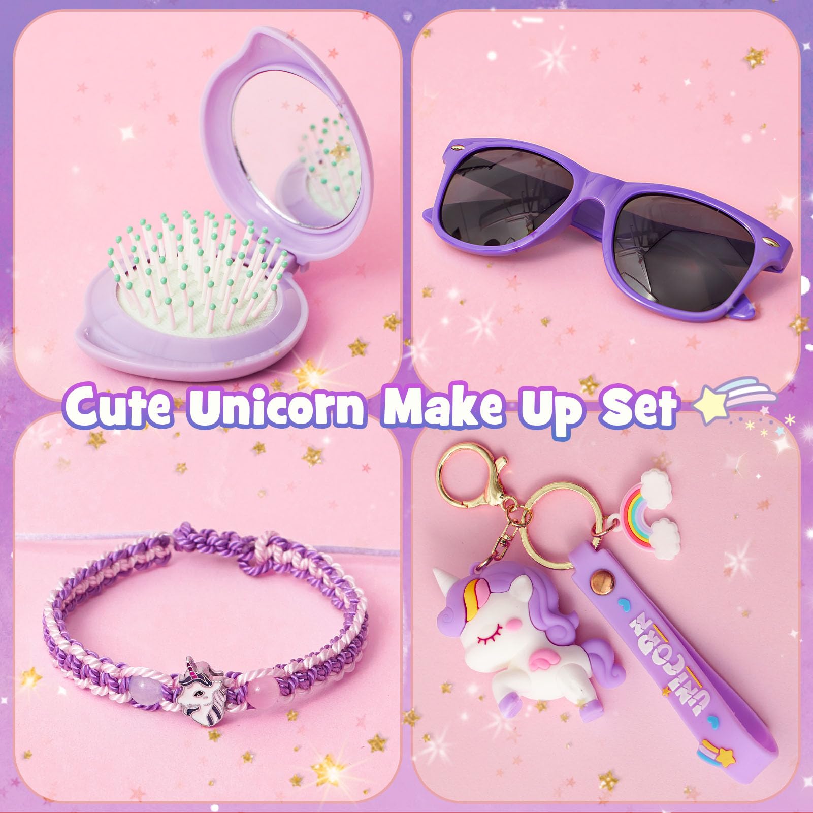 Regalo de unicornio para niñas, juguetes con karaoke/micrófono/auriculares/botella de agua DIY/llavero/pulsera/peine, regalos de cumpleaños para niñas de 3, 4, 5, 6, 7, 8, 9, 10 años de edad 6